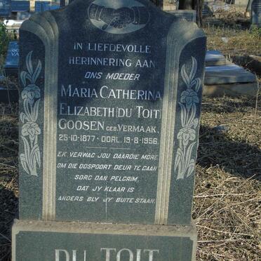 TOIT Maria Catherina Elizabeth, du voorheen GOOSEN nee VERMAAK 1877-1956