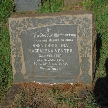 VENTER Anna Christina Magdalena nee VENTER 1884-1947