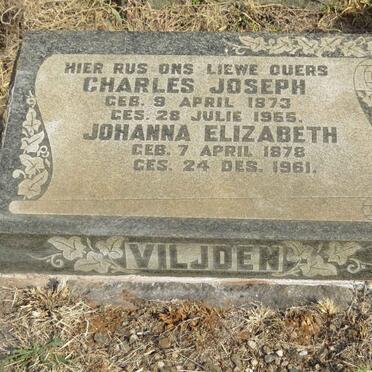 VILJOEN Charles Joseph 1873-1955 & Johanna Elizabeth 1878-1961 