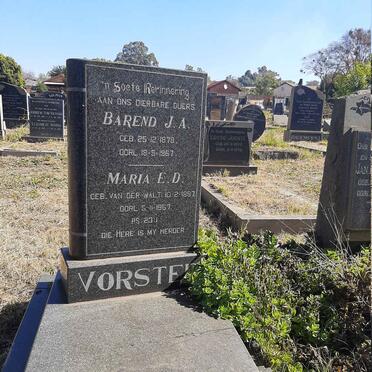 VORSTER Barend J.A. 1878-1967 &amp; Maria E.D. VAN DER WALT 1887-1967