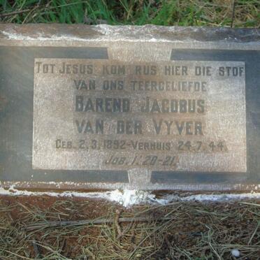 VYVER Barend Jacobus, van der 1892-1944