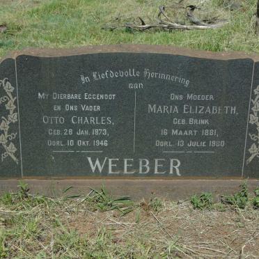 WEEBER Otto Charles 1873-1946 & Maria Elizabeth BRINK 1881-1960