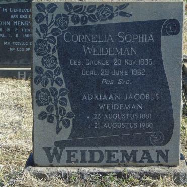 WEIDEMAN Adriaan Jacobus 1881-1980 &amp; Cornelia Sophia 1885-1962