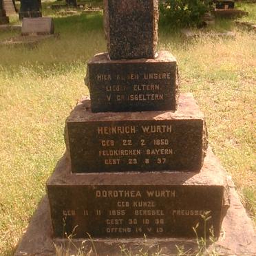 WURTH Heinrich 1850-1937 &amp; Dorothea KUNZE 1855-193?