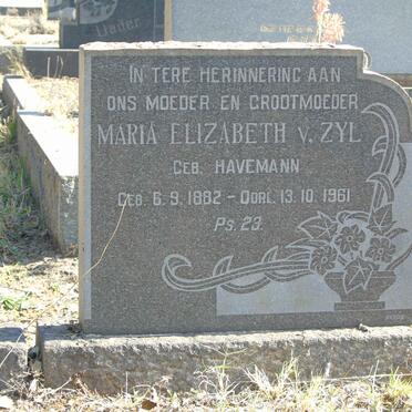 ZYL Maria Elizabeth, v. nee HAVEMANN 1882-1961