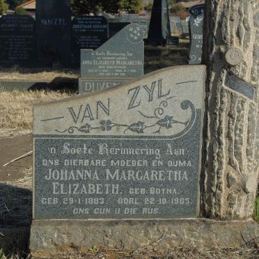 ZYL Johanna Margaretha Elizabeth, van nee BOTHA 1883-1965