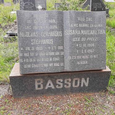 BASSON Nicolaas Gerhardus Stephanus 1903-1960 &amp; Susara Margaretha DU PREEZ 1904-1967