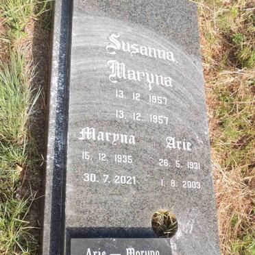 BORNMAN Arie 1931-2003 & Maryna 1935-2021 :: BORNMAN Susanna Maryna 1957-1957
