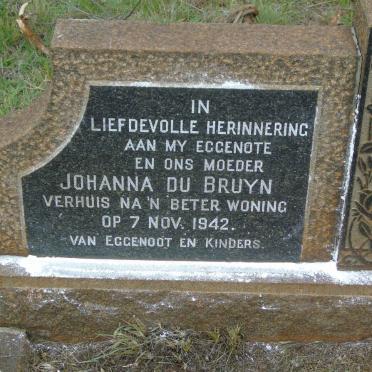 BRUYN Johanna, du  -1942