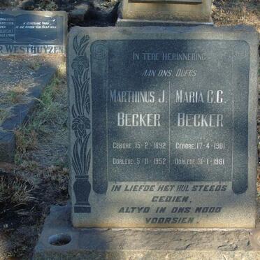 BECKER Marthinus J. 1892-1952 & Maria C.C. 1901-1981