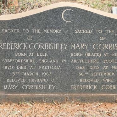 CORBISHLEY Frederick 1870-1963 &amp; Mary BLACK 1868-1950