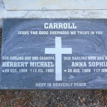 CARROLL Herbert Michael 1909-1980 &amp; Anna Sophia 1909-1998 