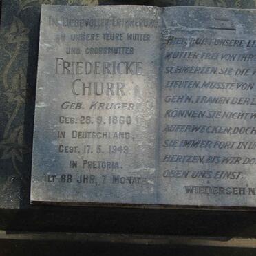 CHURR Friedericke nee KRUGER 1860-1949