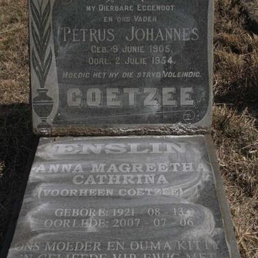 COETZEE Petrus Johannes 1905-1954 :: ENSLIN Anna Magreetha Cathrina voorheen COETZEE 1921-2007