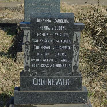 GROENEWALD Coenraad Johannes 1910-1996 &amp; Johanna Carolina VILJOEN 1912-1975