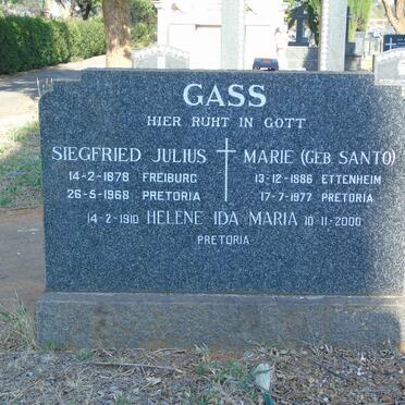 GASS Siegfried Julius 1878-1968 &amp; Marie SANTO 1886-1977 :: GASS Helene Ida Maria 1910-2000