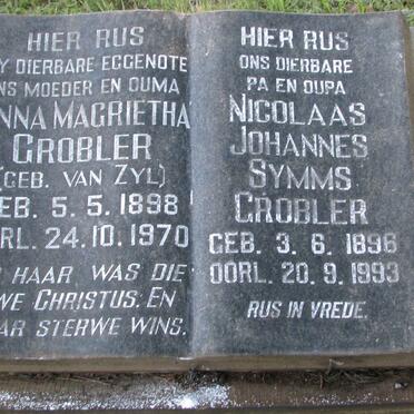GROBLER Nicolaas Johannes Symms 1896-1993 &amp; Anna Magrietha  VAN ZYL 1898-1970
