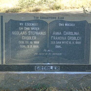 GROBLER Nicolaas Stephanus 1888-1956 & Anna Carolina Francina VAN WYK 1889-
