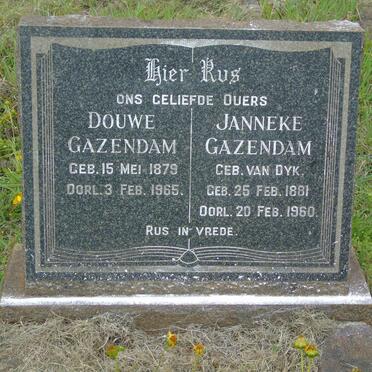 GAZENDAM Douwe 1879-1965 &amp; Janneke VAN DYK 1881-1960