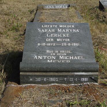 GERICKE Sarah Maryna nee MEYER 1872-1961 :: MEYER Anton Michael 1903-1981
