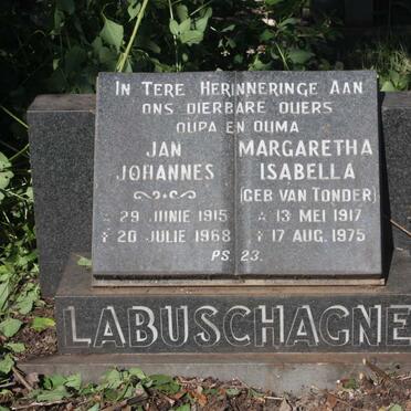 LABUSCHAGNE Jan Johannes 1915-1968 &amp; Margaretha Isabella VAN TONDER 1917-1975
