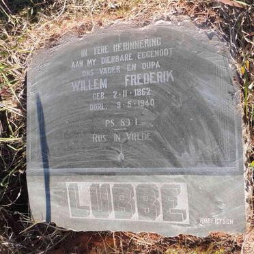 LUBBE Willem Frederik 1862-1940
