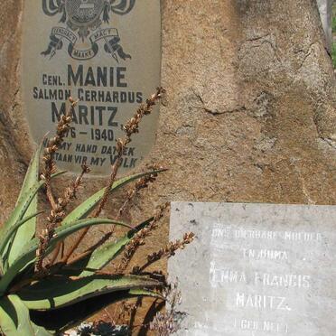 MARITZ Manie Salmon Gerhardus 1876-1940 &amp; Emma Francis 1892-1955 