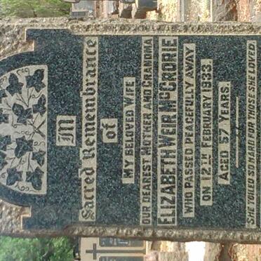 McCRORIE Elizabeth Weir -1933