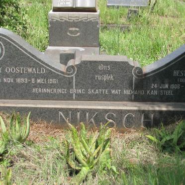 NIKSCH Henry Oostewald 1893-1961 &amp; Hester Aletta BURGER 1906-1962