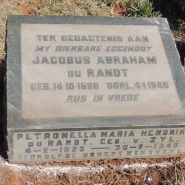 RANDT Jacobus Abraham, du 1886-1940 & Petronella Maria Hendrika VAN ZYL 1893-1949