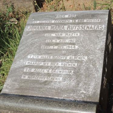 RUYSSENAERS Johanna Maria nee VAN MAZYK 1911-1944