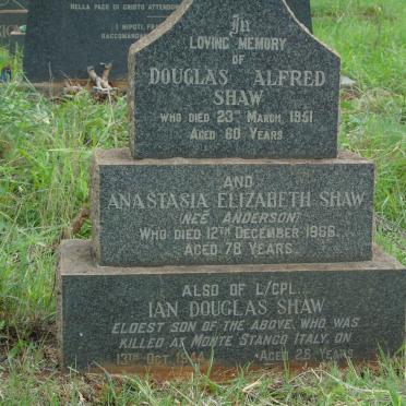 SHAW Douglas Alfred -1951 &amp; Anastasia Elizabeth ANDERSON -1966 :: SHAW Ian Douglas -1944