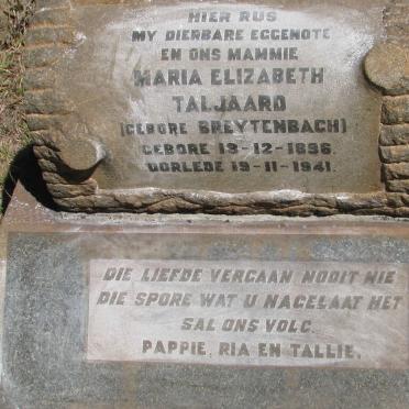 TALJAARD Maria Elizabeth nee BREYTENBACH 1896-1941