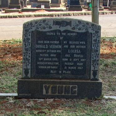 YOUNG Donald Vernon 1891-1955 &amp; Louisa BOWES 1887-1947