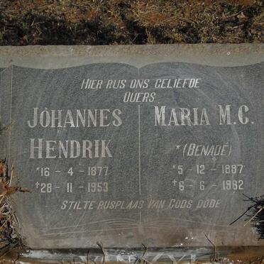 ZYL Johannes Hendrik, van 1877-1953 & Maria M.C. BENADE 1887-1982