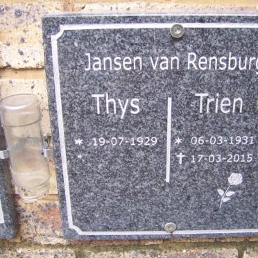 RENSBURG Thys, Jansen van 1929- &amp; Trien 1931-2015