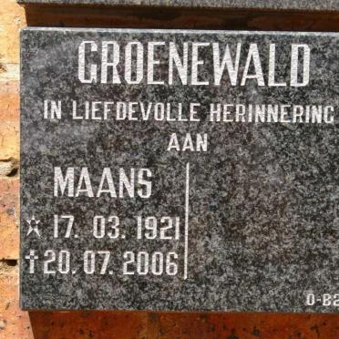 GROENEWALD Maans 1921-2006