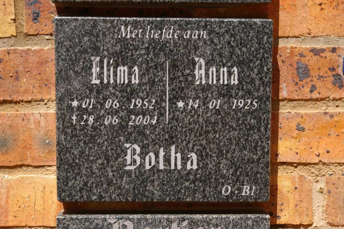 BOTHA Anna 1925- :: BOTHA Elima 1952-2004