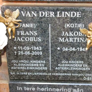 LINDE Frans Jacobus, van der 1943-2009 &amp; Jakoba Martina 194?-