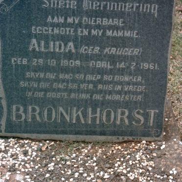BRONKHORST Alida nee KRUGER 1909-1961