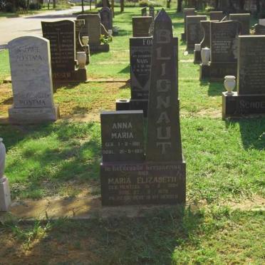 BLIGNAUT Anna Maria 1911-1991 :: BLIGNAUT Maria Elizabeth nee WENTZEL 1884-1979
