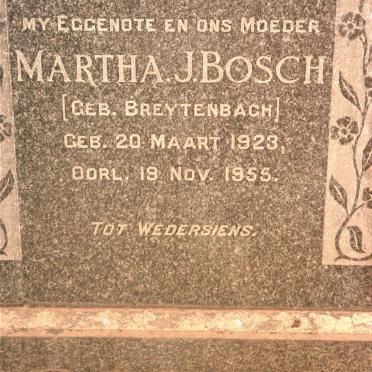 BOSCH Martha J. nee BREYTENBACH 1923-1955