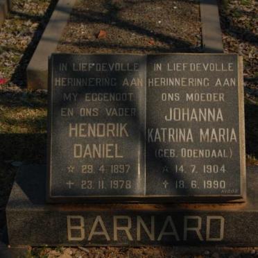 BARNARD Hendrik Daniel 1897-1978 &amp; Johanna Katrina Maria ODENDAAL 1904-1990