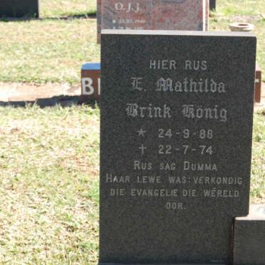 BRINK E. Mathilda nee KÖNIG 1888-1974