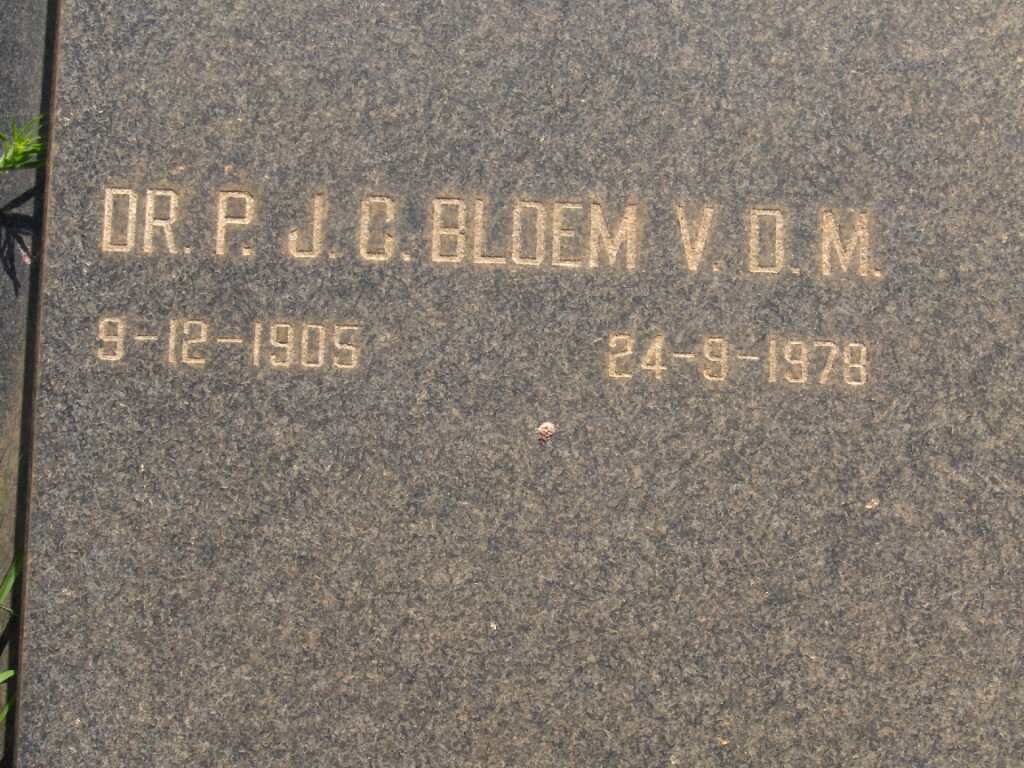 BLOEM P.J.C. 1905-1978