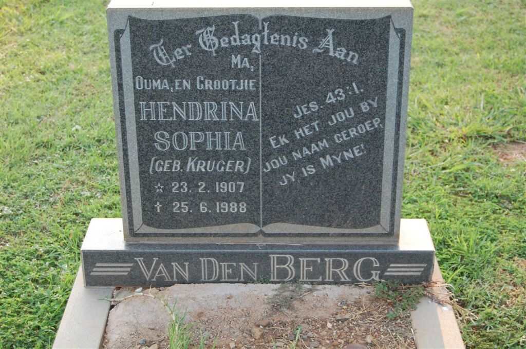 BERG Hendrina Sophia, van den nee KRUGER 1907-1988