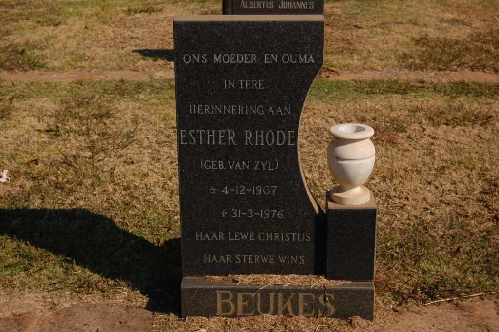 BEUKES Esther Rhode nee VAN ZYL 1907-1976