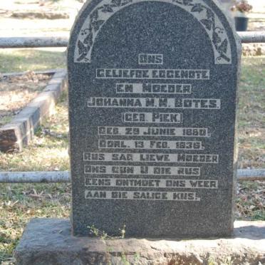 BOTES Lodewicus Johannes Jacobus 1874-1947 &amp; Johanna M.M. PIEK 1880-1936