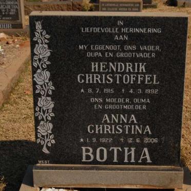 BOTHA Hendrik Christoffel 1915-1992 &amp; Anna Christina 1922-2006