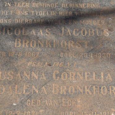 BRONKHORST Nicolaas Jacobus 1867-1930 &amp; Susanna Cornelia Magdalena VAN ECK 1871-1917